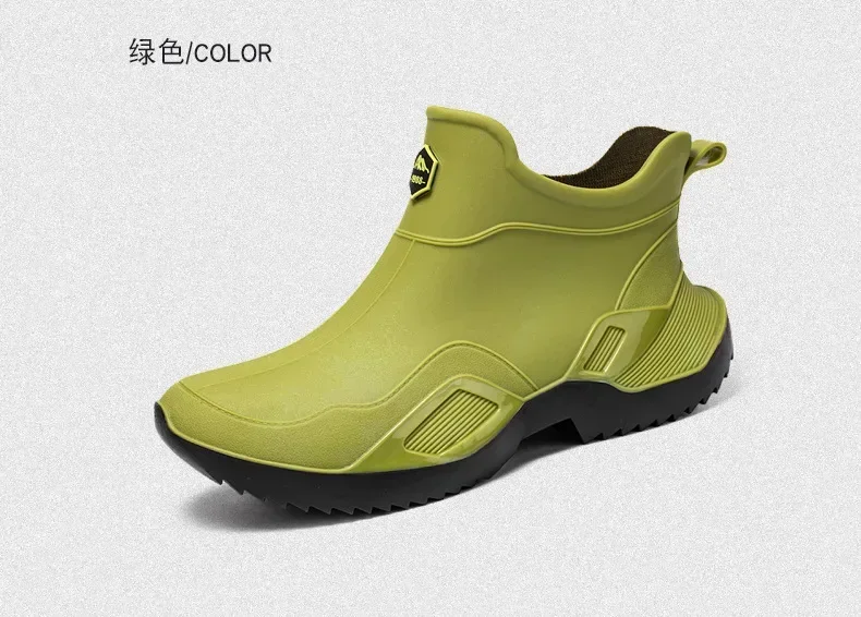 Unisex Kurze Regenstiefel Rutschfest Verstärktes PVC-Material Runde Zehenkappe Knöchelhoch Paarstiefel für Frühling und Sommer Wasserschuhe – Detail 4