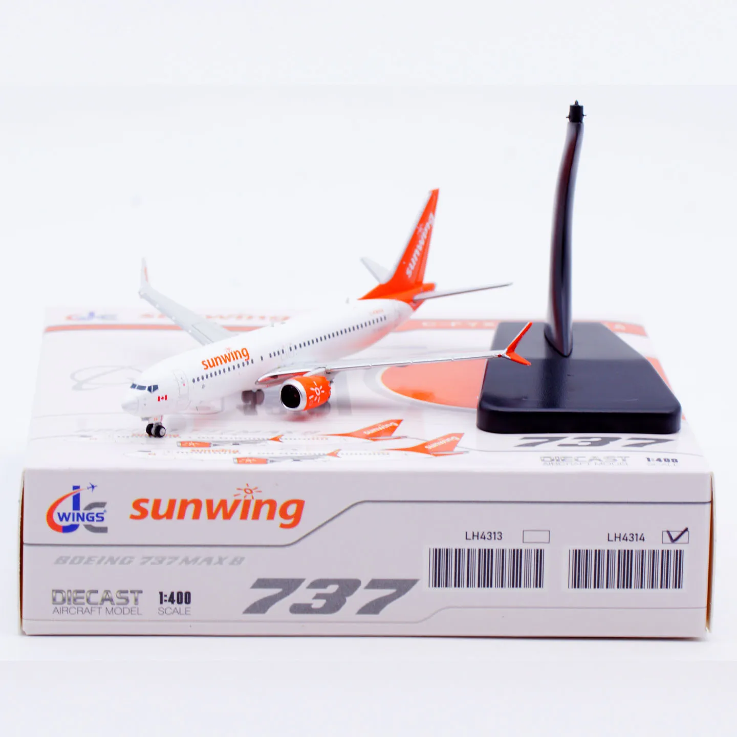 

LH4314 Alloy Collectible Plane Gift JC Wings 1:400 Sunwing Boeing B737-8 Max Diecast Aircraft JET Model C-FMXA With Stand