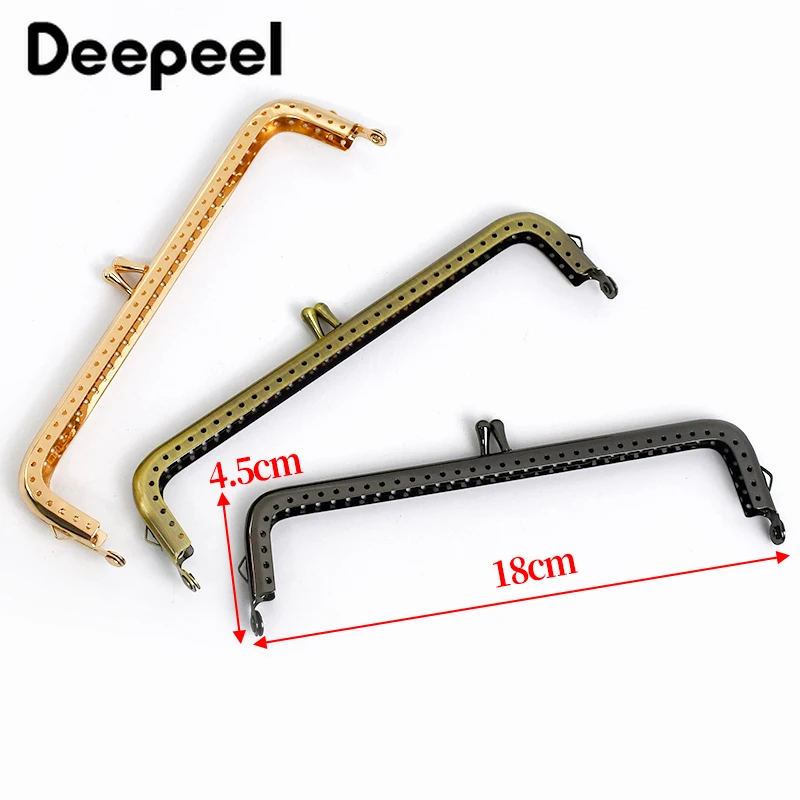 2/4Pcs Deepeel 18cm Metal Square Kiss Clasp Women Handbag Embossed Handle Purse Frame Lock Buckle DIY Bag Brackets Accessories