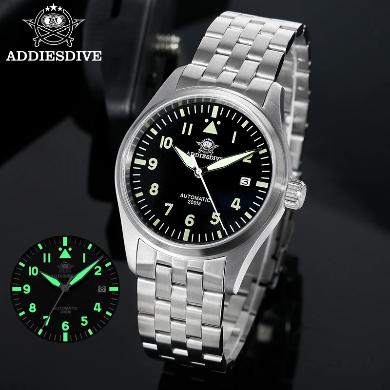 

ADDIESDIVE Automatic Mechanical Man Watch Sapphire Glass 200m Waterproof Super Luminous 316L Stainless Steel Luxury Watches Male