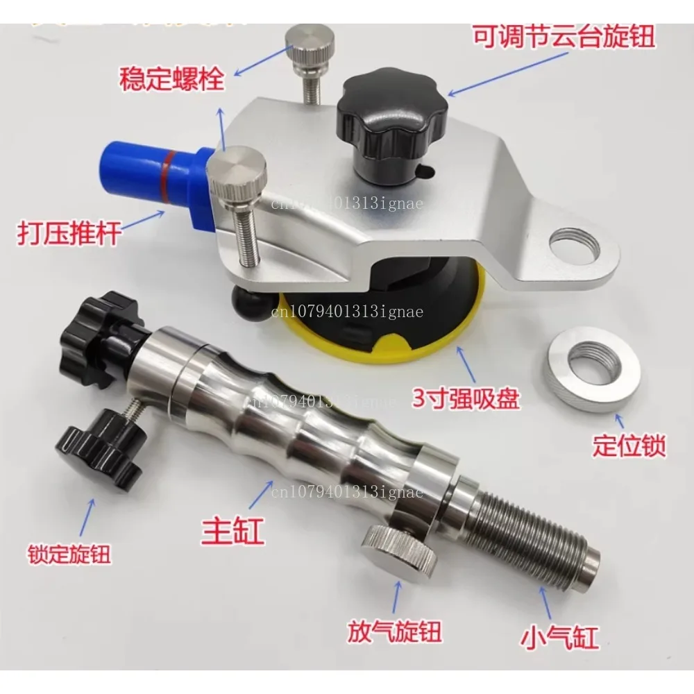 Automotive glass repair tool for repairing cracks in the front windshield