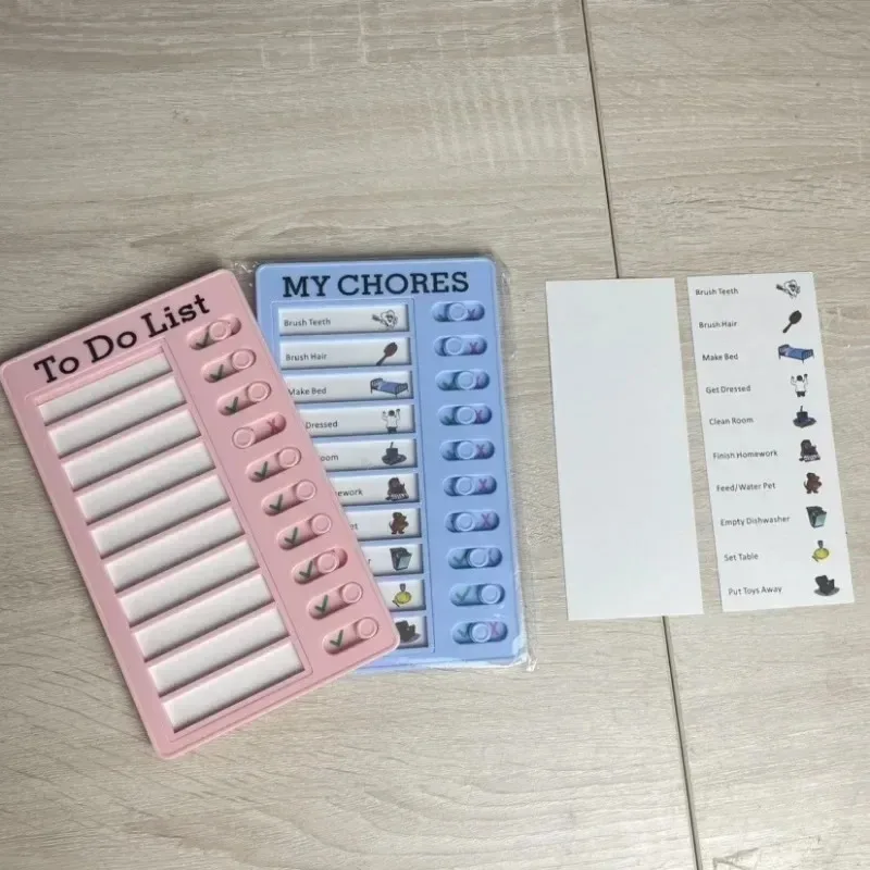 لطيف 1 قطعة مخطط أطفال مع 20 قطعة بطاقة فارغة، لوحة قائمة مرجعية بلاستيكية مع بطاقات قابلة للفصل للقيام بقائمة التخطيط الروتيني