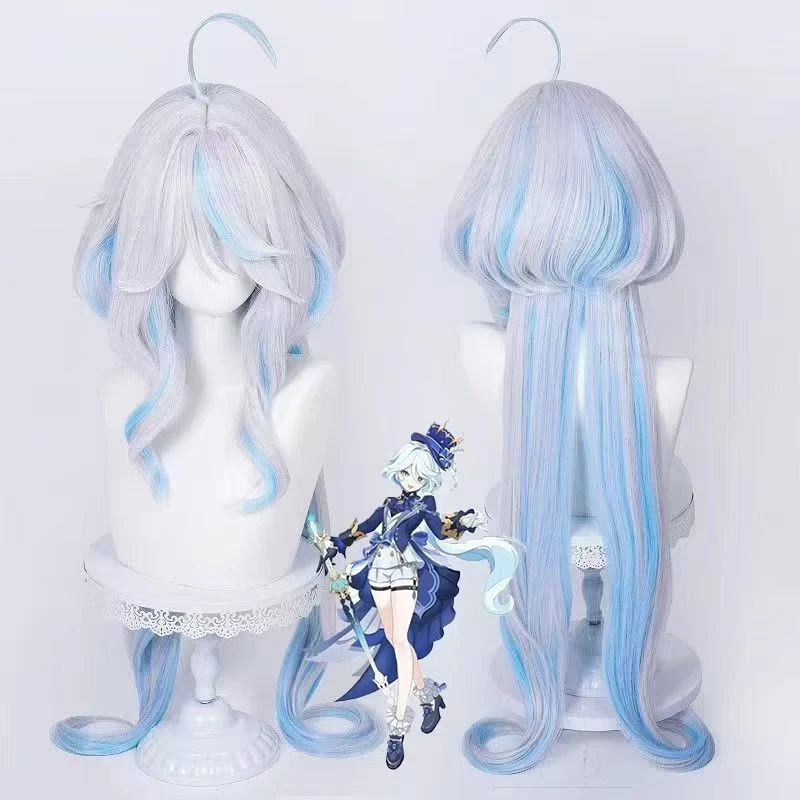 

Genshin Impact Funingna cosplay wig Full head set, Water God Fucarlos highlights dyed hair Girl style simulation hair set