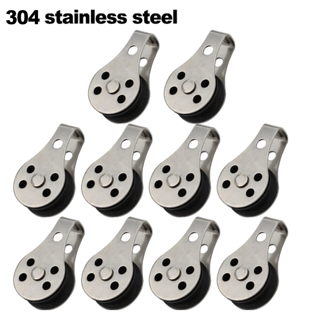 10 قطعة 316/304 بكرة نايلون من الفولاذ المقاوم للصدأ لـ-بكرات فردية متينة للاستخدام الخارجي بالأحمال الثقيلة 4.5X2.6X1.3 سم متعددة الوظائف