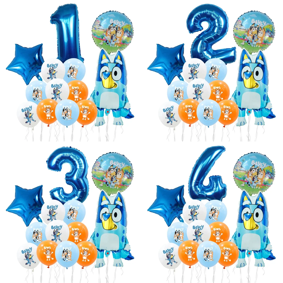 Décoration de fête d'anniversaire Bluey, ensemble de ballons en film d'aluminium, 13 pièces, accessoires photo, cadeau d'anniversaire pour enfants, baby shower