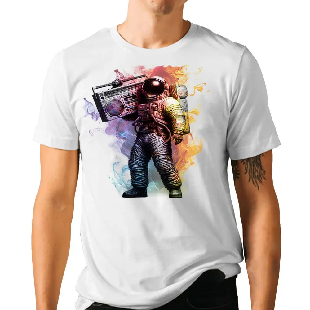 Vintage Astronaut Boombox T-shirt - Space Travel 80's 90's Music Art Graphic Tee Unisex T-shirts For Man Woman Short Summer Tees