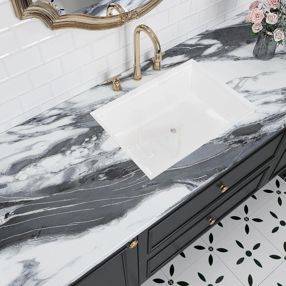 VEELIKE ورق اتصال رخامي سائل أبيض وأسود مقاس 354 بوصة × 32 بوصة ورق حائط رخامي عريض قابل للتقشير واللصق لـ K