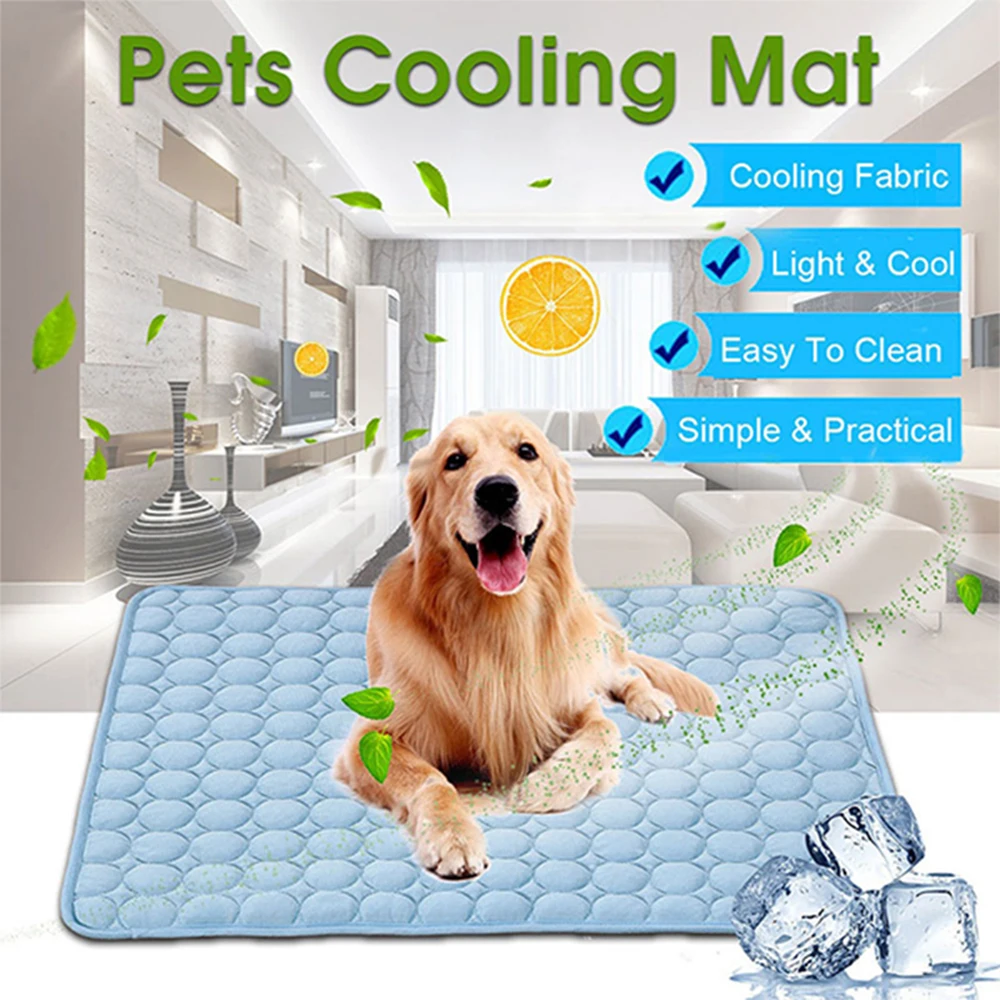 Pet Cooling Mat Cool Ice Silk Dog Cat Sleeping Pad Moisture-proof Mattress Cushion Summer Small Animal Cold Bed 5 sizes