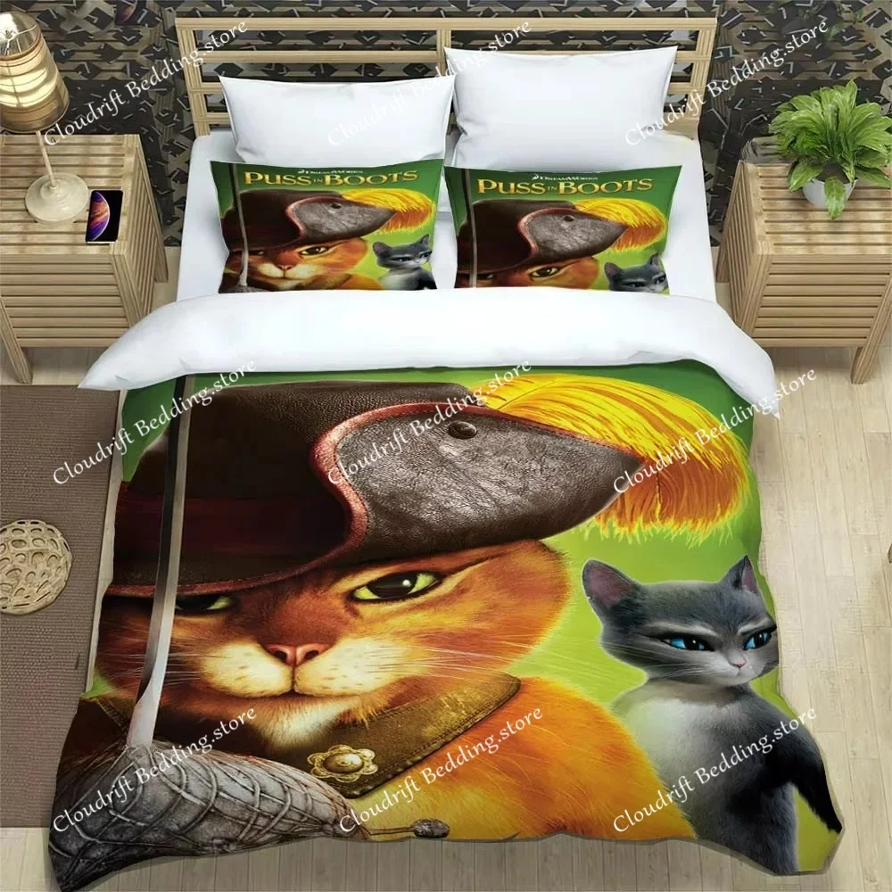 

Puss in Boots Cartoon printed Bedding Sets exquisite supplies set duvet cover bed comforter set bedding set luxury birthday gift
