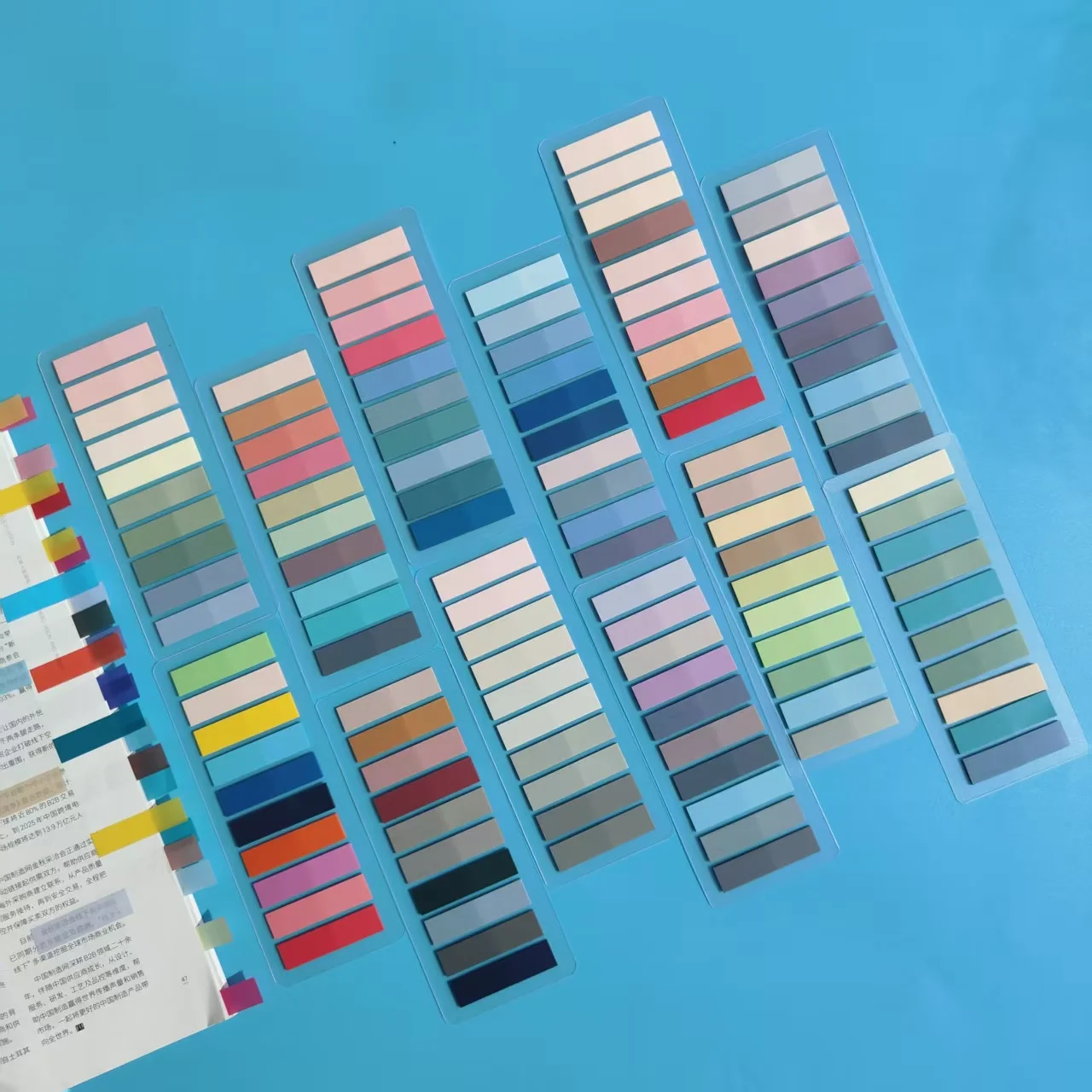 12 عبوة من الإشارات المرجعية لمؤشر الفلورسنت الشفاف من Morandi علامات الصفحة ذاتية اللصق ملاحظات لاصقة للإشارة المرجعية للمفكرة