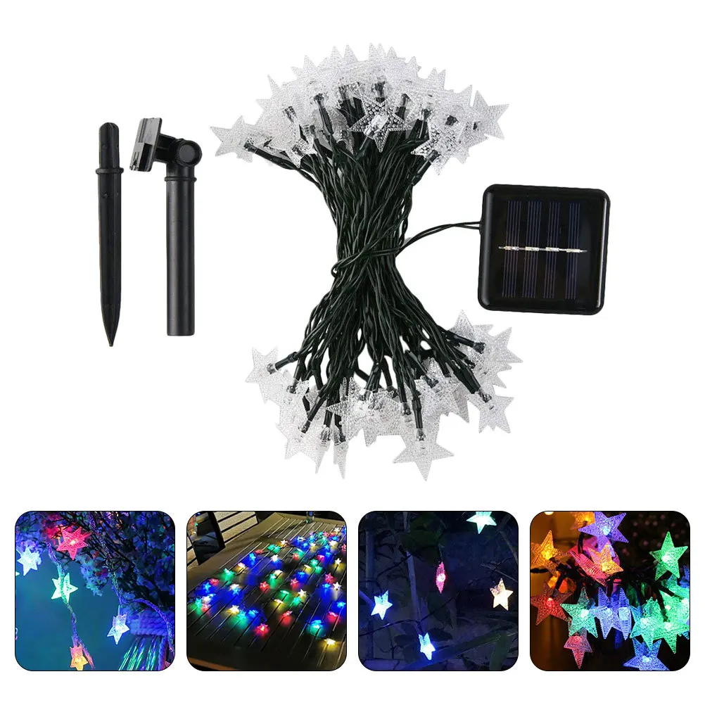 نجمة على شكل سلسلة أضواء تعمل بالطاقة الشمسية مصباح للزينة للحزب حديقة الزفاف عطلة المشهد تخطيط ضوء الزينة في الهواء الطلق #1