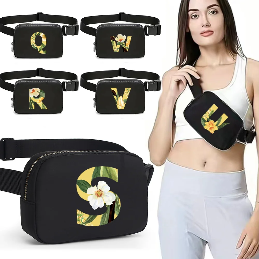 Fanny Packs for Women Waist Pack Waterproof Chest Bag Floral Priting Series Adjustable Strap for Travel Sports Running Cross Bag