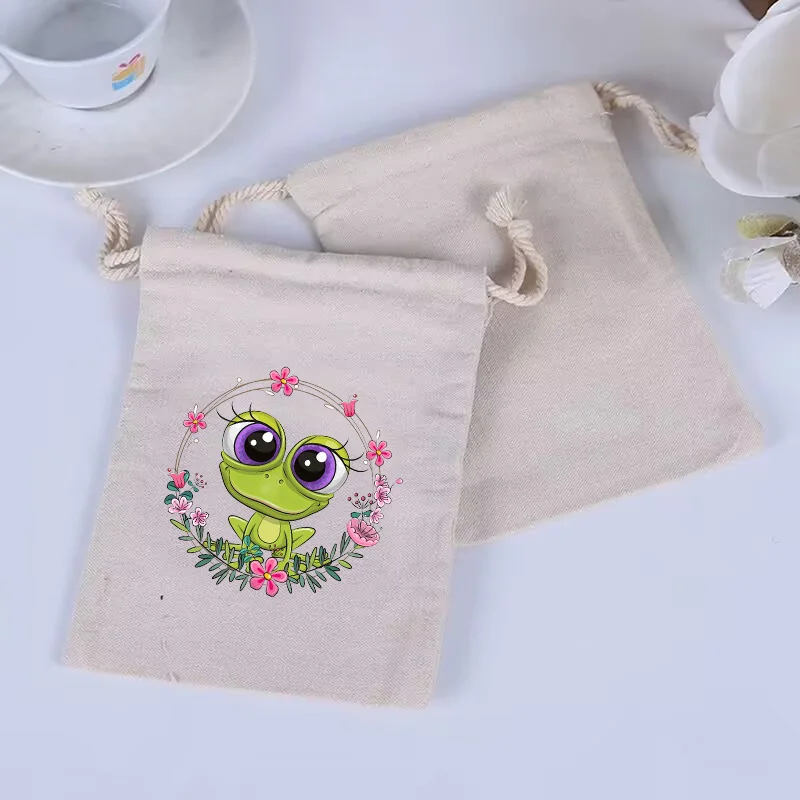 10 pieces/Wreath Animal Lamb Cotton Drawstring Packaging Jewelry Bag Cosmetics Storage Bag Wedding Party Gift