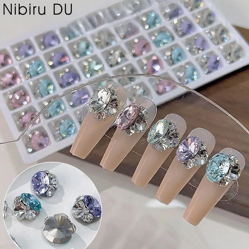 5PCS K9 Handmade Nail Art Stacked Crystal Diamonds Rhinestones Charms Gem Jewelry Parts Accessories For Nails Decoration DIY