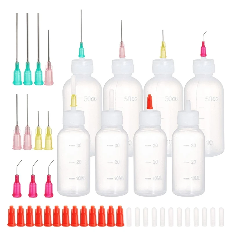 Precision Tip Applicator Glue Bottle, 30Ml And 50Ml Plastic Syringe Bottle Squeezable Bottlefor Paint Quilling Craft