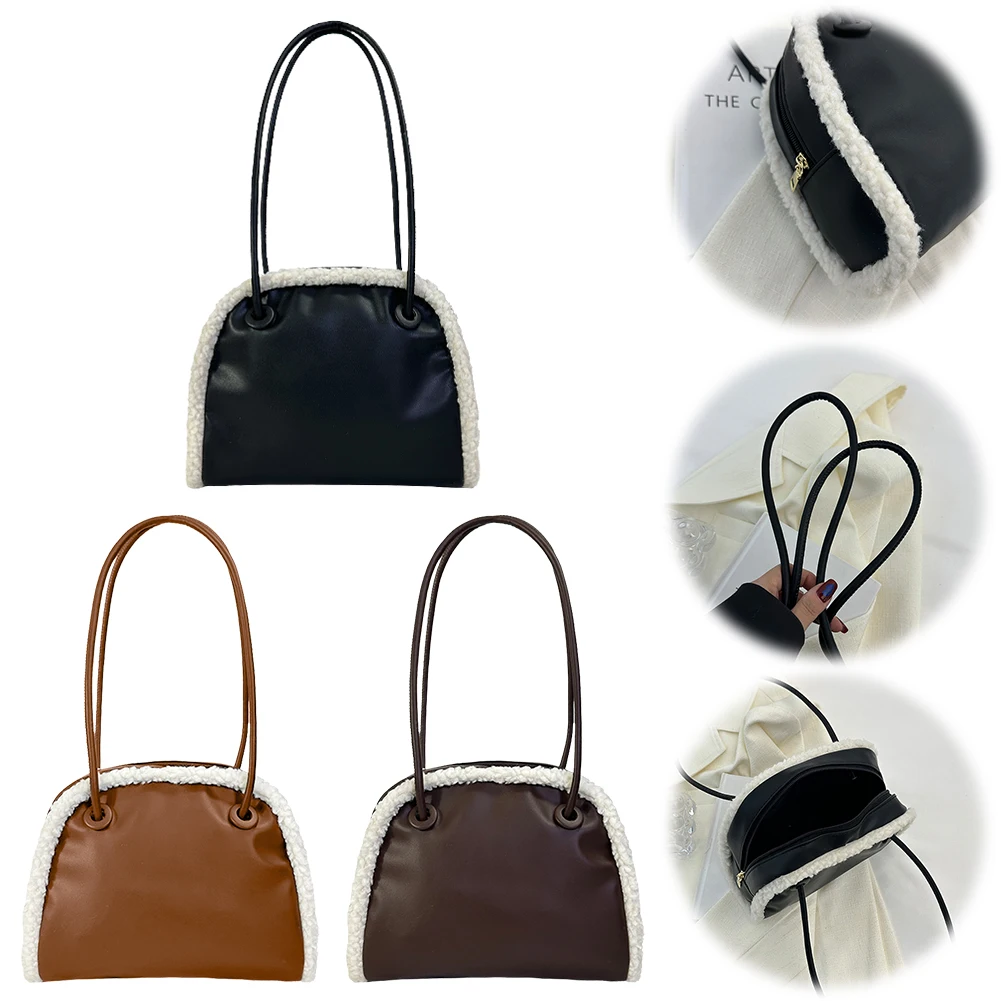 Bolsa de ombro para mulheres com zíper sacola de couro PU cor sólida bolsa Hobo bolsa moderna para viagens de trabalho