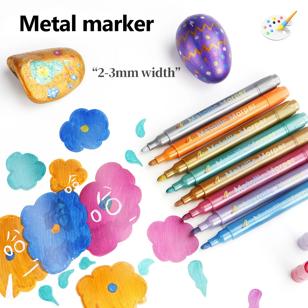

Hard Head Metallic Marker Pen Set Multicolor Sign-in Pen DIY Black Card Album Graffiti Coloring Marker Painting Art Supplies