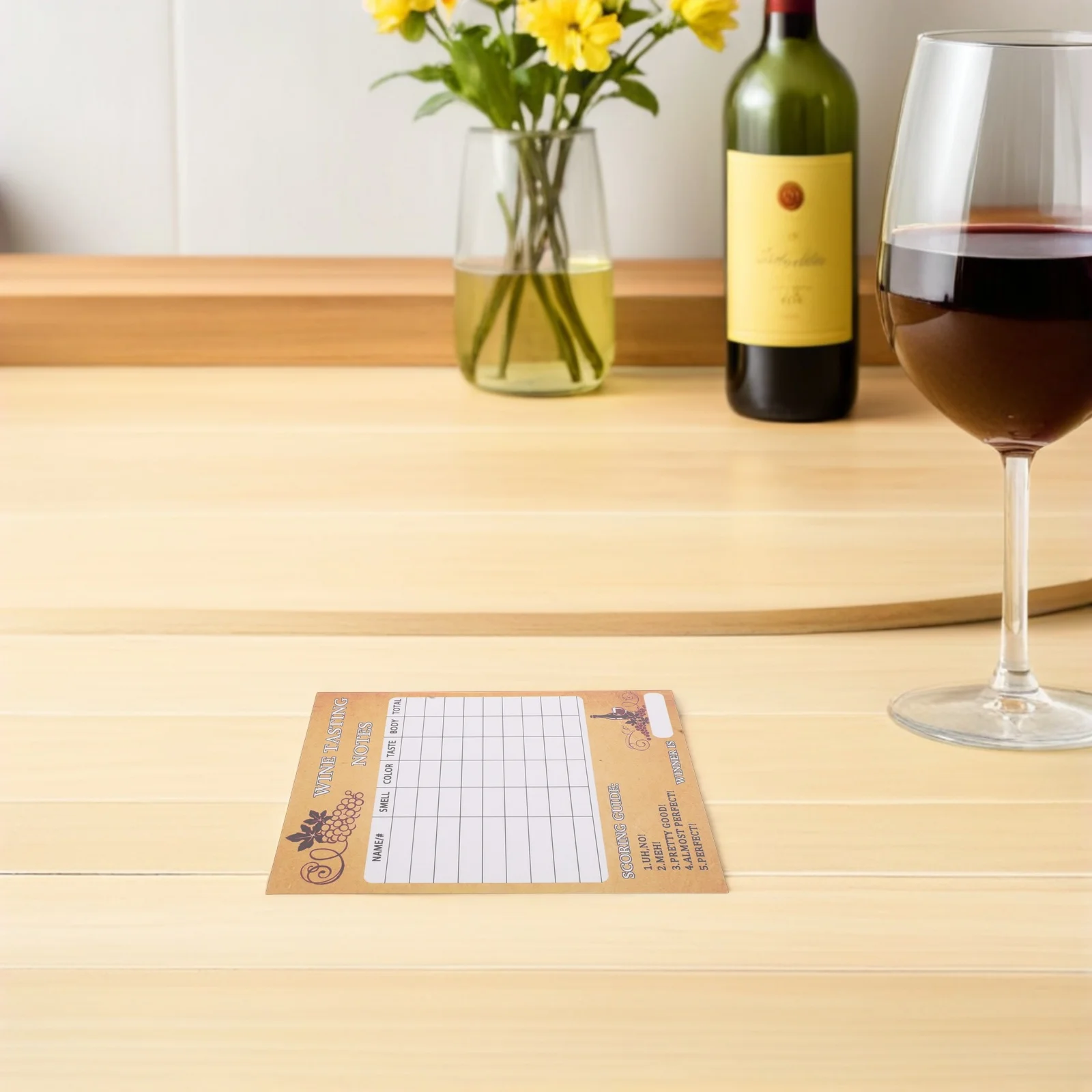 

30pcs Wine Tasting Score Cards 18X12.6Cm Professional Flavor Aroma Analysis Sheets For Events Workshops Parties Evaluation Log