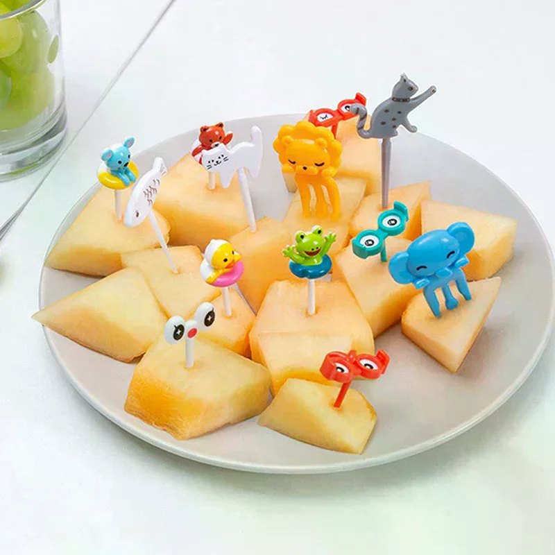 Cartoon Fruit Fork Creative Children's Animal Cute Plastic Fruit Fork Set Bento Tag Home