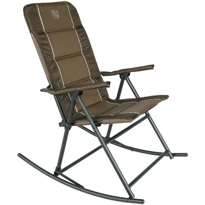 Brown Folding Comfortable And Enjoy Life Camping Rocking Chair With Hard Armrest