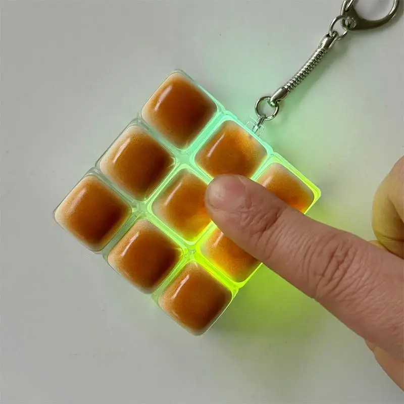 1/2/3/4/5/9 keys Bread Keycap with LED Light Stress Relief Clicker Keychain Mechanical Keyboard Button Decompress Fingertip Toy