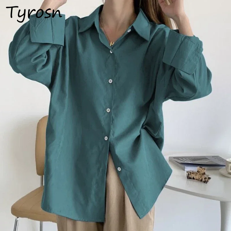 Autumn Shirts Women Tops Casual Office Lady Simple High Street Loose Classic Fashion Ulzzang Temper All-match Camisas De Mujer