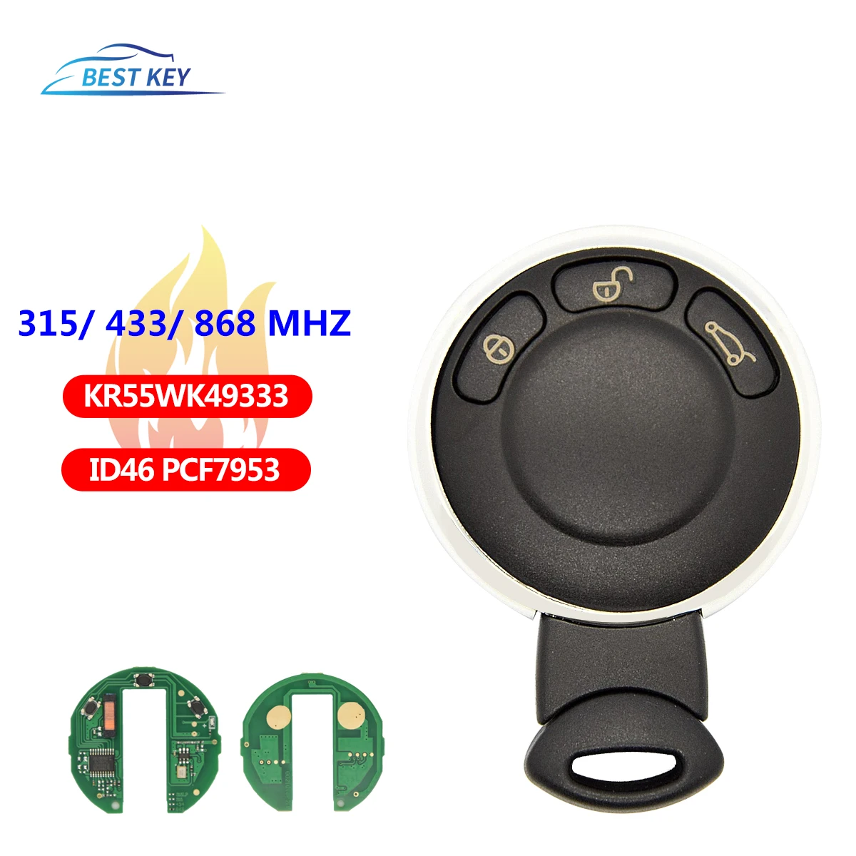 BEST KEY KR55WK49333 315/ 433/ 868MHz ID46 PCF7953 Remote Smart Key for BMW MINI COOPER S ONE D CLUBMAN COUNTRYMAN CABRIO Car