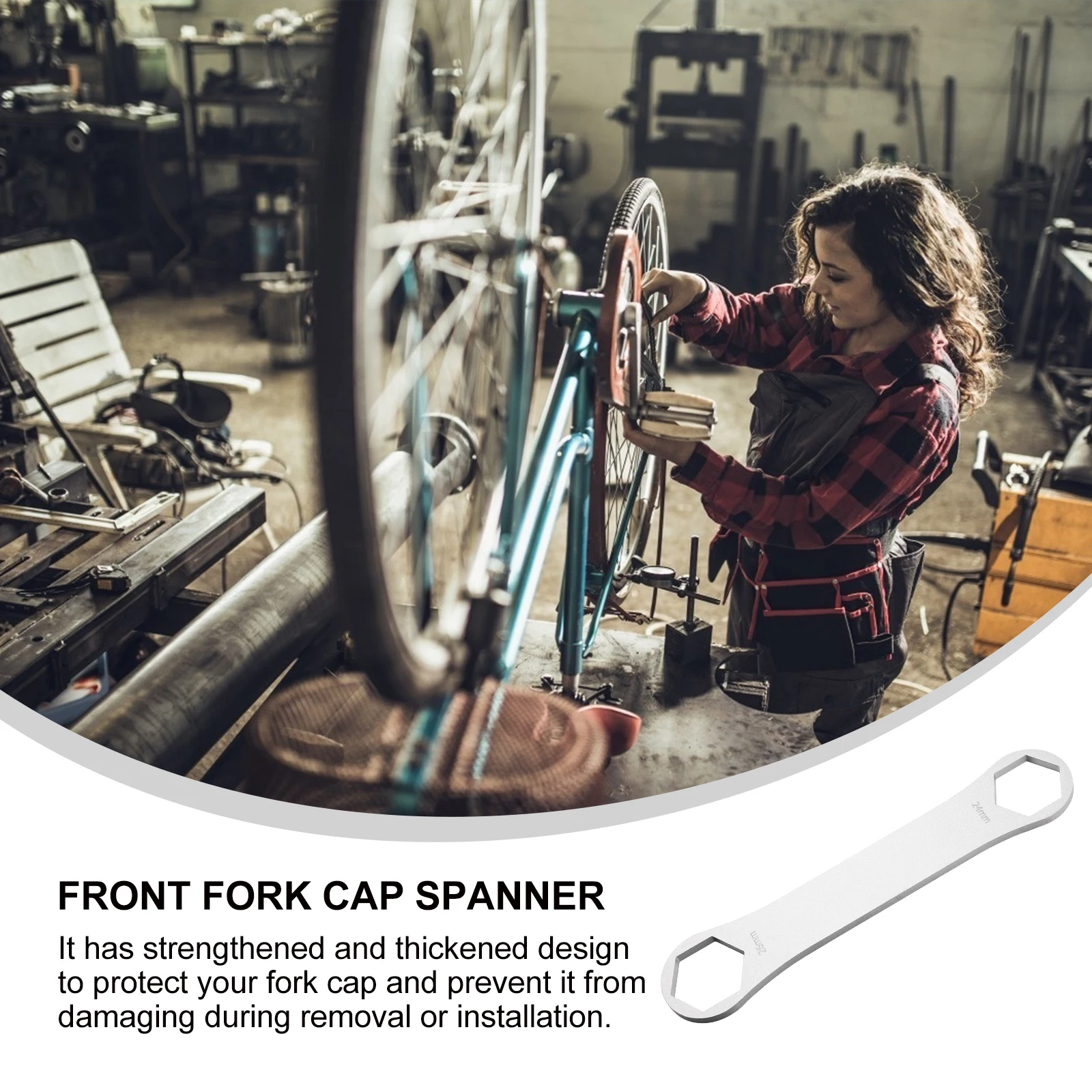 Easily Used Front Fork Spanner 24 26mm Double Head Design for Mechanics Front Fork Spanner Wrench Bike Parts Bike Accessories