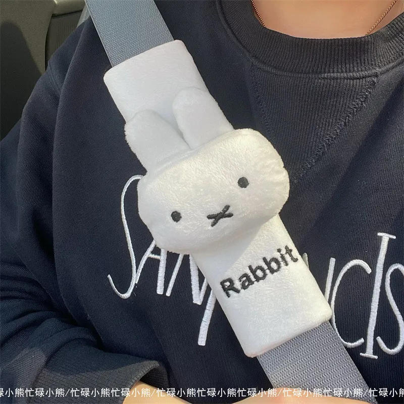 

Miffy Car Protective Cover Cute Anime Cartoon Creative Simple Soft Kawaii Girl Car Seat Belt Shoulder Protection Decoration Gift