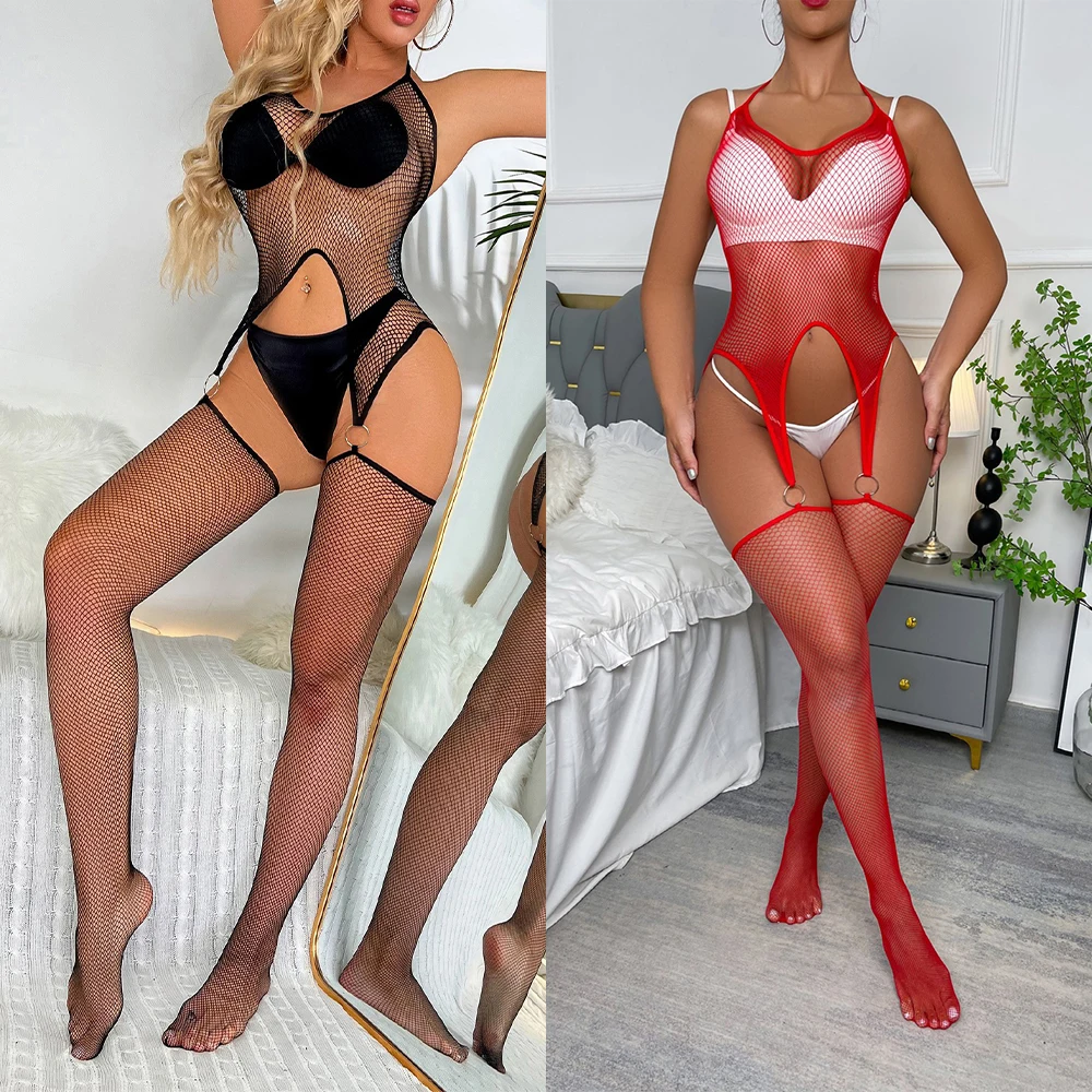 Боди Боди Чулки для тела Эротическое белье Открытая попа Ажурное нижнее белье Колготки Модные