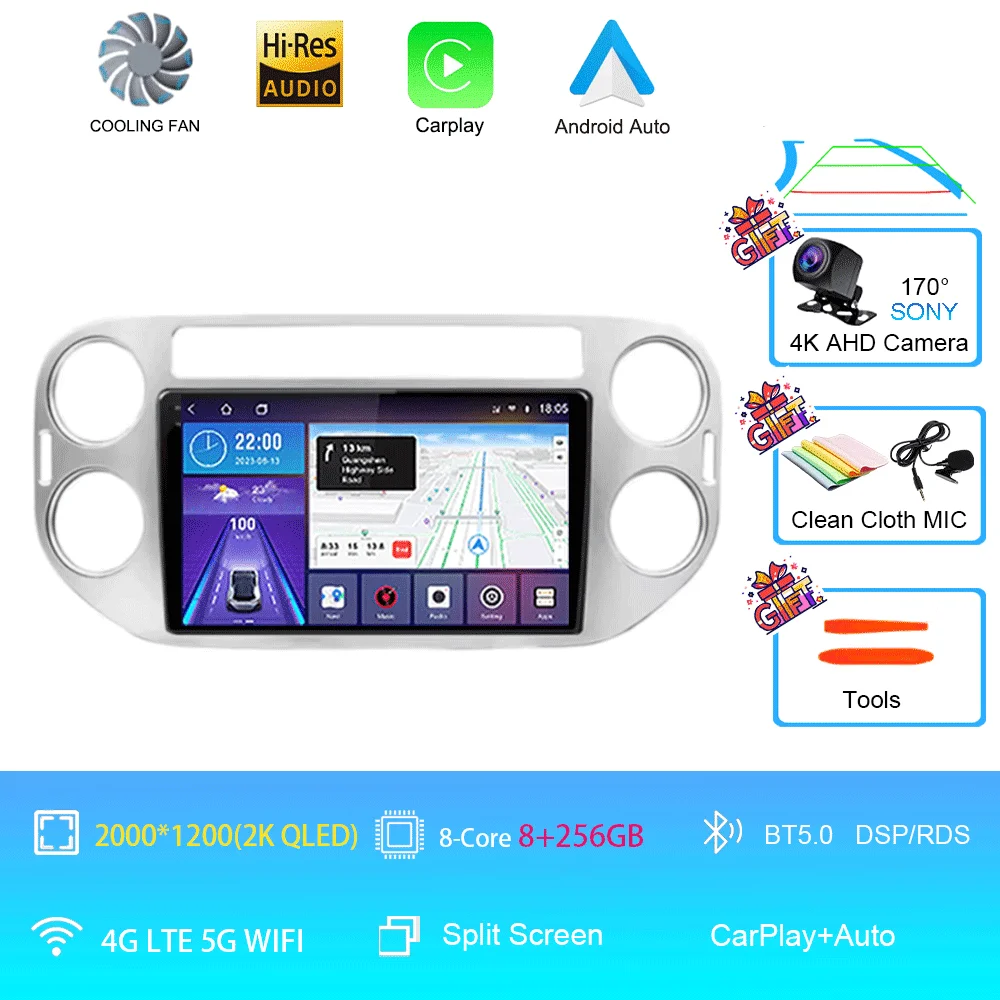 Android 16 voor Volkswagen VW Tiguan 5N 2007-16 VW Golf Plus 2004-13 9 inch CarPlay autoradio GPS navigatie head unit