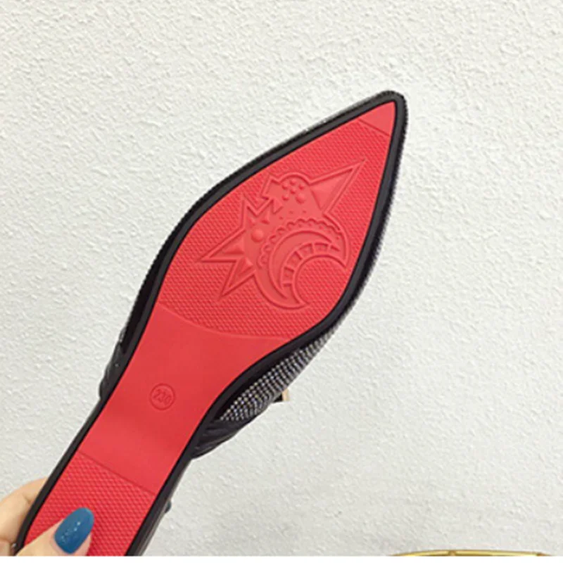 Black Khaki Italian Women Shoes Classic Luxury Retro Slippers Shallow Mouth Metal Mixed Color Slides Flat Outdoor Fashionable 43