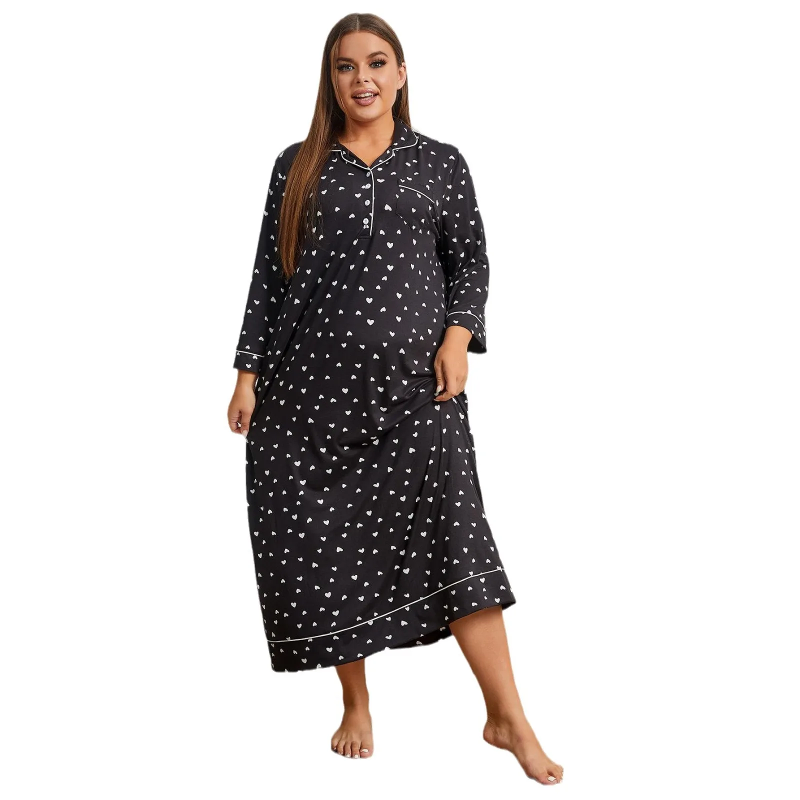 

Large Sleepwear For Women, Autumn And Winter, Weight Gain Of 200 Pounds, Long Sleeved Large Size Home Nightgown, Wildberries