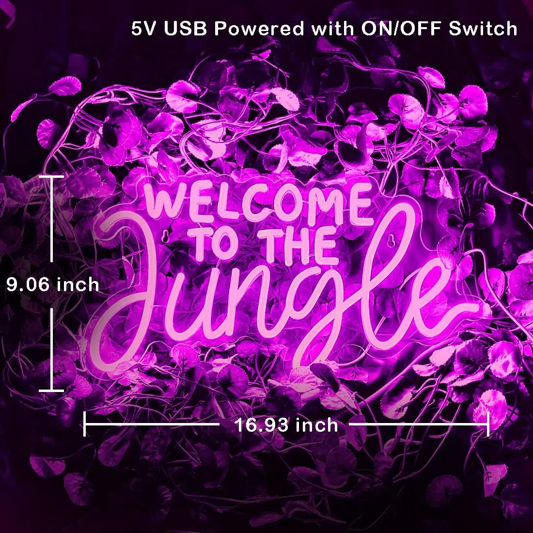 Welcome to the Jungle Neon Sign USB Dimmable LED Neon Light for Safari Jungle Themed Birthday Party Baby Shower Background Gift