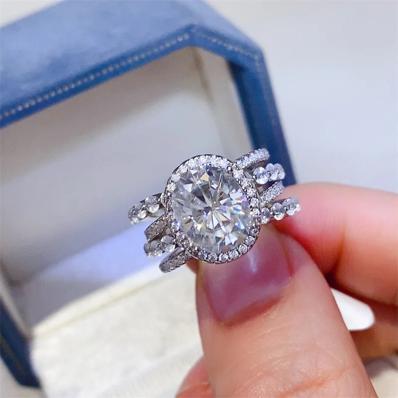 

Ценное кольцо с бриллиантом из муассанита овальной огранки 3 карата D, стерлинговое серебро 925 пробы, вечерние обручальные кольца для женщин, обручальные украшения