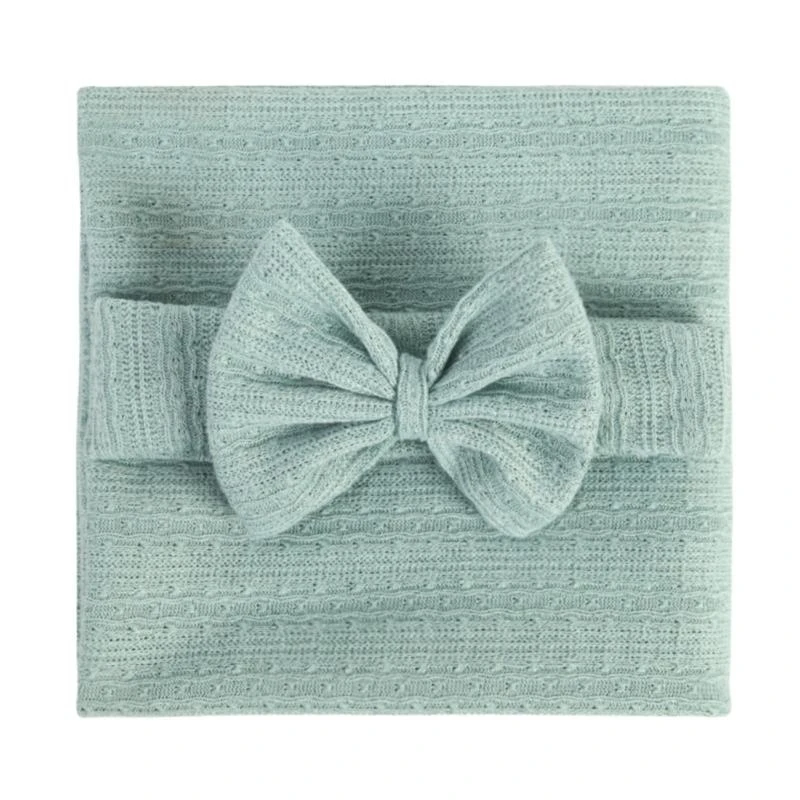 Infant Bow Headband & Swaddle Blanket Photo Posing Props Newborns Shower Gift 4XBC