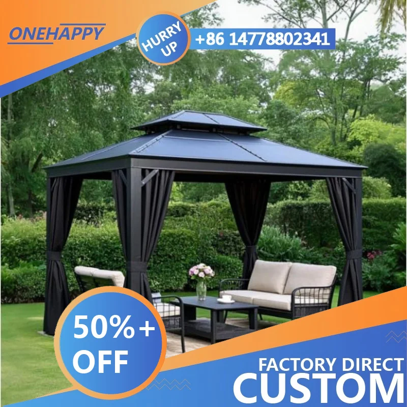 Any Size Custom Mobile Garden Gazebo Retractable Awning Aluminum Patio Sunshade UV Protected Outdoor Yard Lawn Pool Shade Canopy