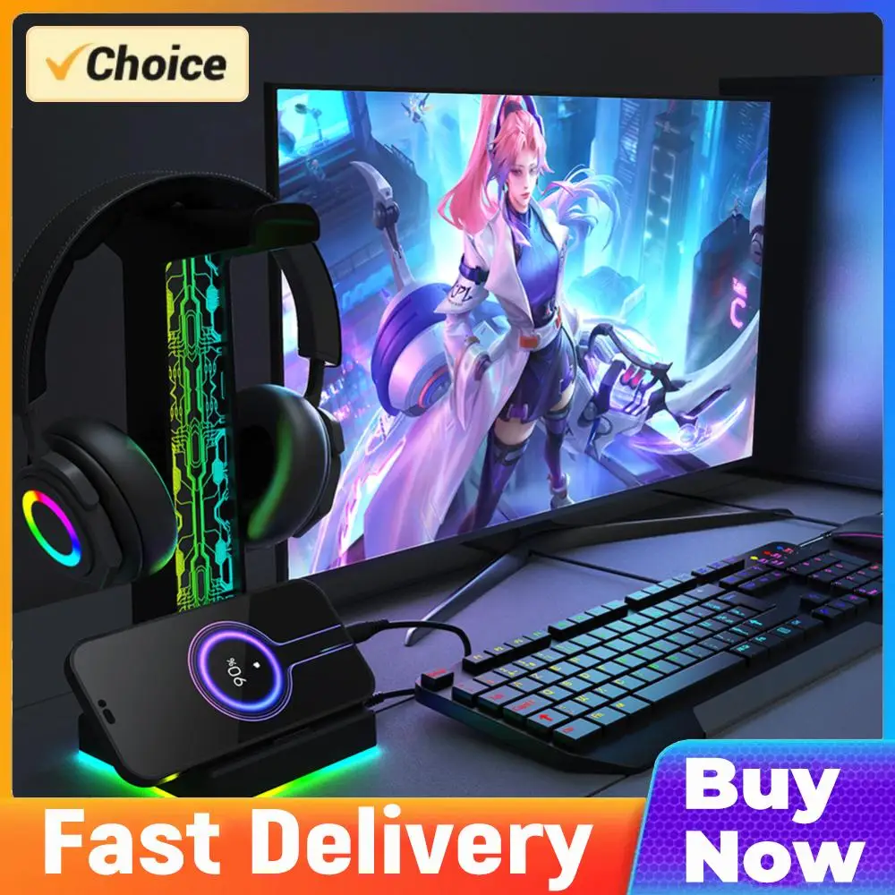 

RGB Headphone Holder 10 Lighting Effects Headphone Stand Holder Rack Space Saving Headphone Display Rack Vertical Bracket Hanger