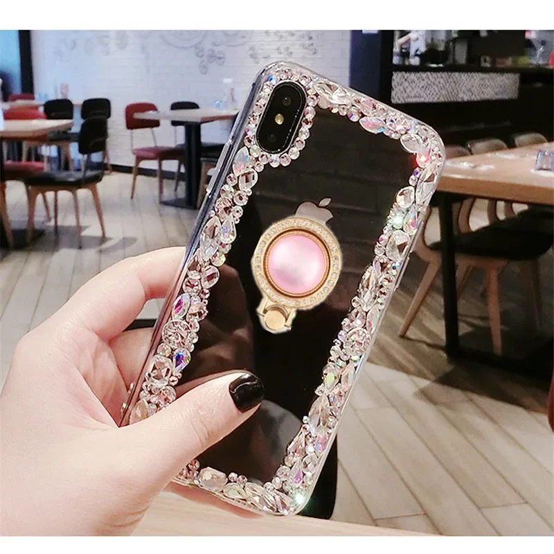 

Luxury Funds Capa Bling Ring Holders Stands Rhinestone Soft Case Cover For Samsung GalaxyA35 A55 A54 A22 A32 5G A52 A71 4G A51