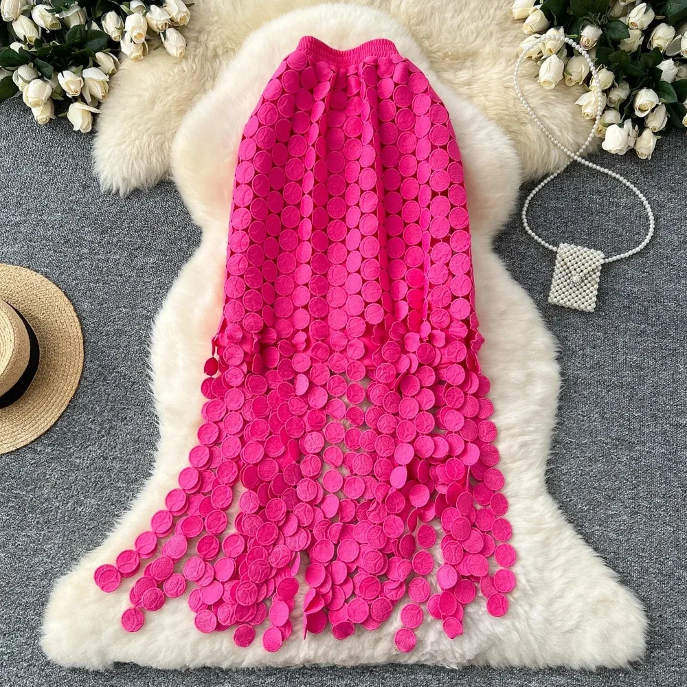 

Шикарная винтажная ажурная элегантная тонкая прямая юбка трапециевидной формы с кисточками и высокой талией, корейская уличная одежда, уличная осенняя одежда