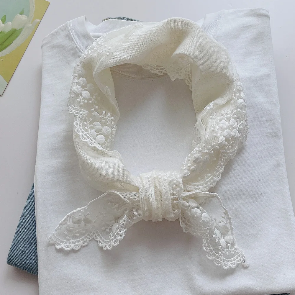 

VREOVOR, 100% чистый лен, дышащий кружевной треугольный шарф, женский японский идиллический маленький шарф с атмосферой, модный тренд