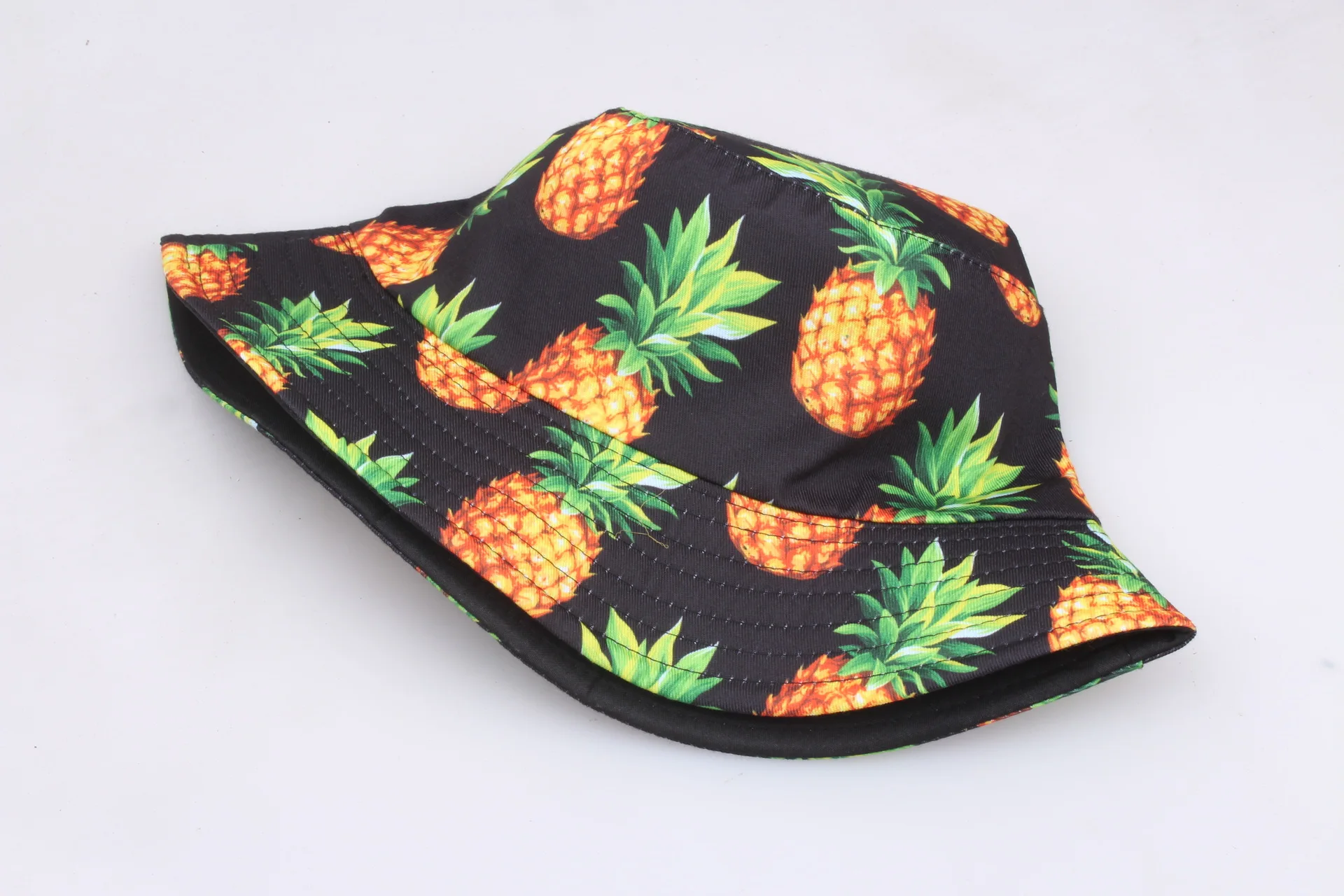 Unisex Pineapple Print Bucket Hat Two-sided UV Protection  Fisherman For Men Women Hats Foldable Travel Beach Street Casual Hats