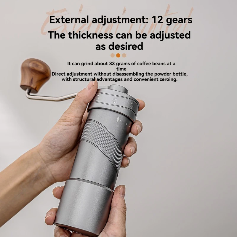External Adjustment Hand Grinder CNC Steel Core Manual Coffee Machine Coffee Grinder Black 1x External Adjustment Hand Grinder