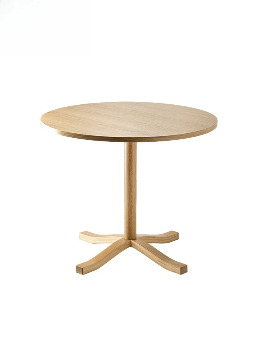 Log diningSimple solid wood small round table Office negotiation Milk tea shop cafe