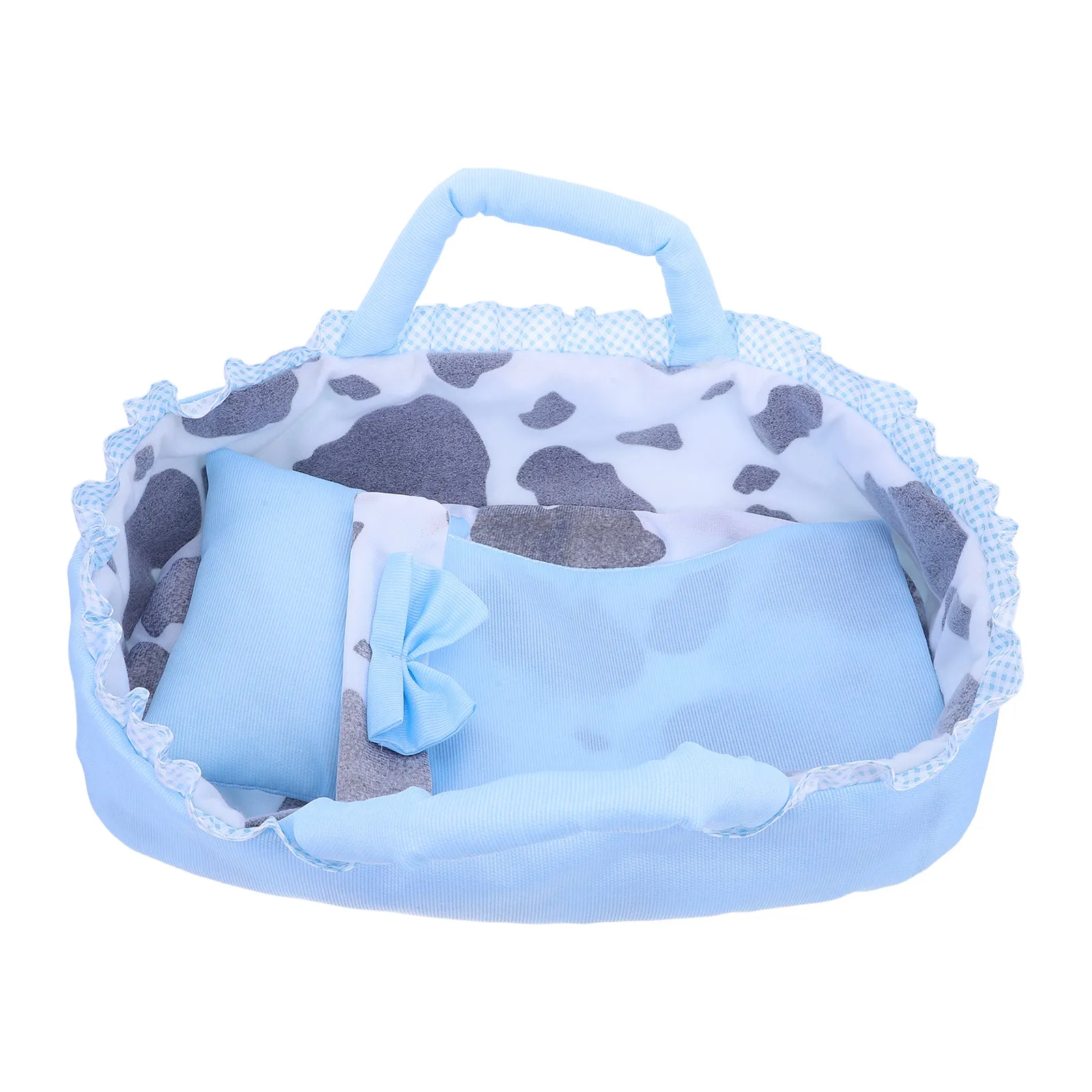 

Baby Bassinet Reborn 35Cm Cradle Carrier Portable Mini Furniture Pillow Blanket Kids Pretend Play Blue Baby Cradle Toy