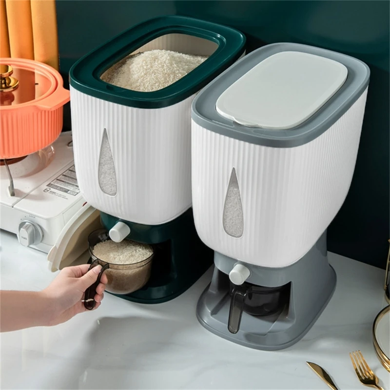 

Rice Dispenser 10kg Capacity Kitchen Storage Container Home Organizers and Storage Grain Container Flour Barrels