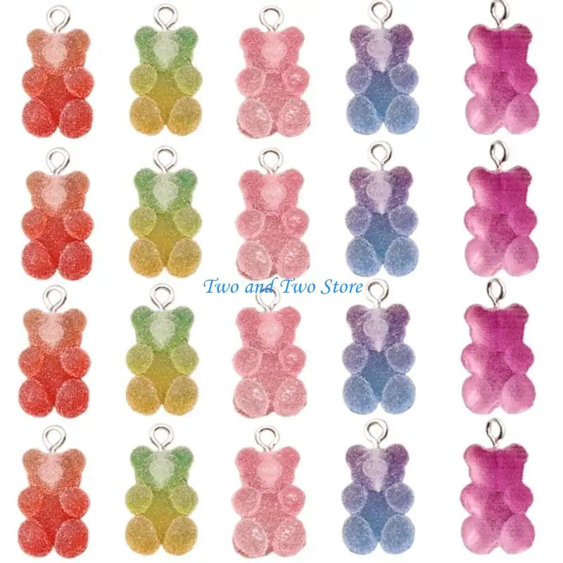 HX6F Colorful Bear Star Heart Charm for Custom Necklaces and Bracelet Accessories