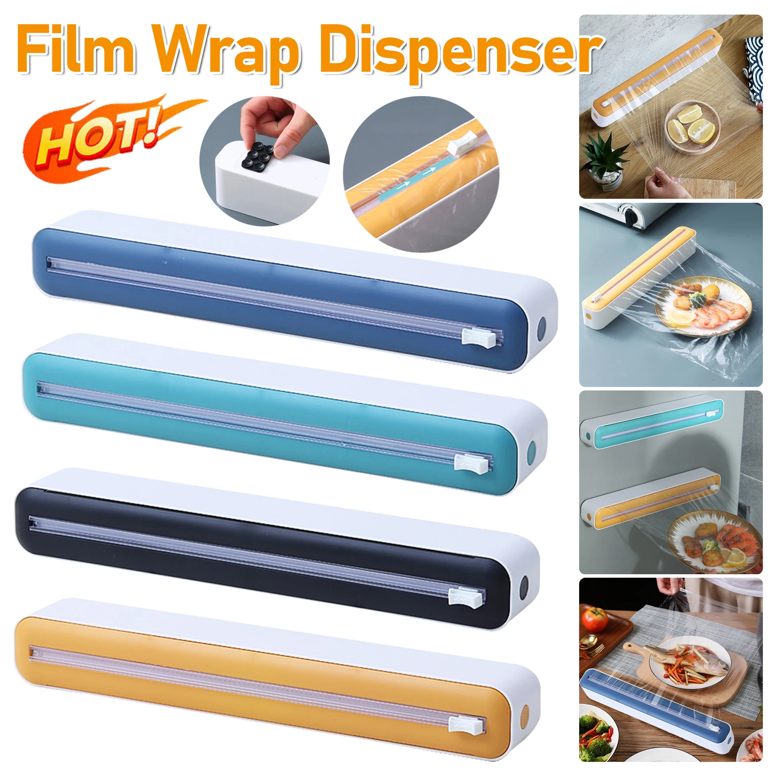 Plastic Wrap Dispenser Cling Film Dispenser Cutter Saran Wrap Dispenser Aluminum Foil Parchment Paper Injector Kitchen Tools