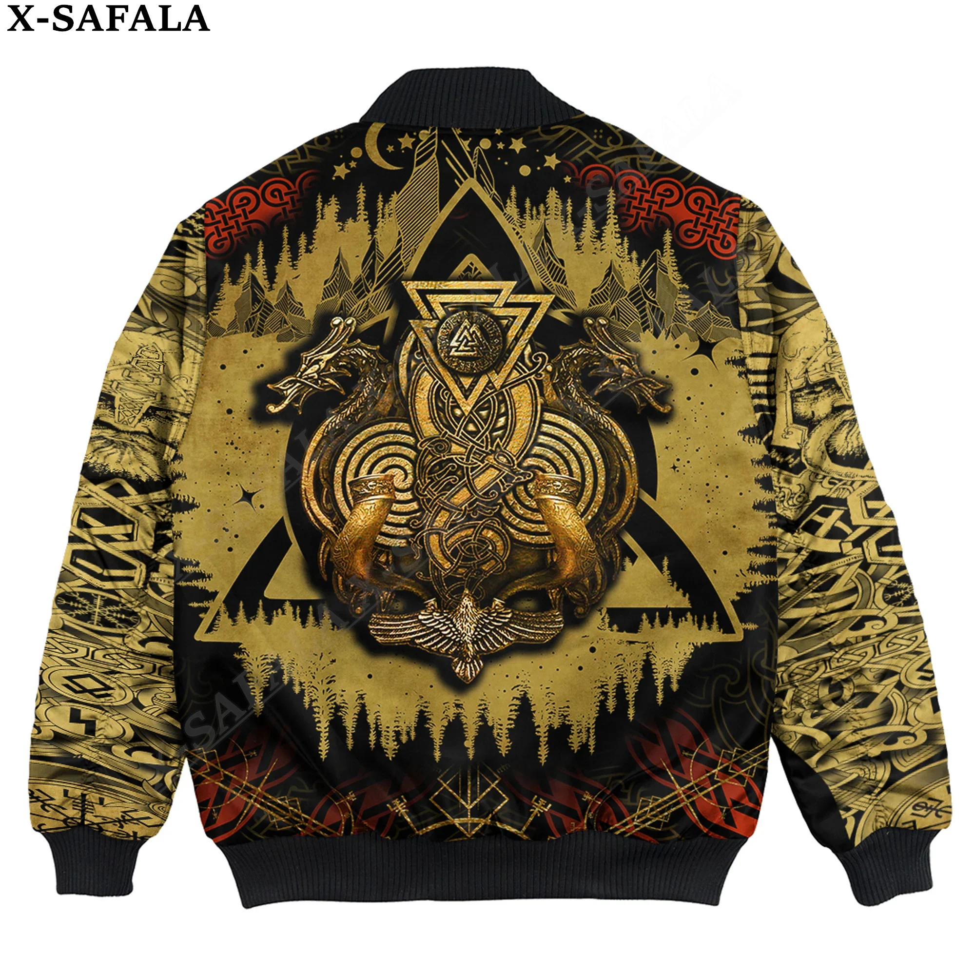 Odin Hot Tattoo Fenrir Wolf Raven 3D Printed Bomber Jackets Zipper Casual Thick Coat Unisex Harajuku Men Women Streetwear-3