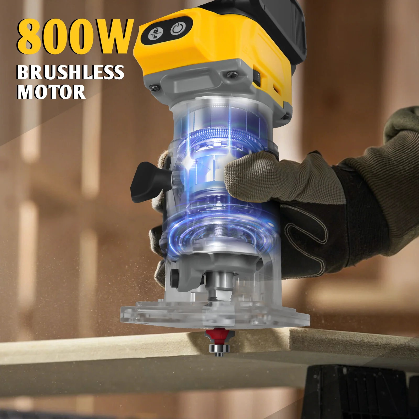 30000RPM Brushless Electric Wood Router 5 Speeds 800W Cordless Handheld Trimmer Engraving Slotting For Dewalt 20V Battery Pin